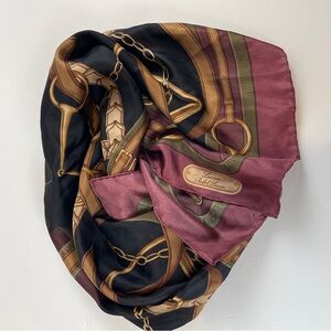 VINTAGE LAUREN RAPLH LAUREN Equestrian Horse Bit Bridal SILK Scarf 49” PURPLE